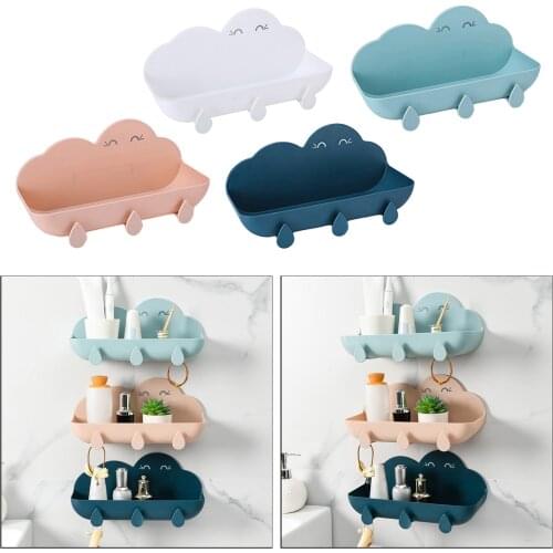 Bathroom Storage Rack, Punch-Free Cloud Shape Bathroom Toilet Wall-Mounted Multifunctional Shower Caddy