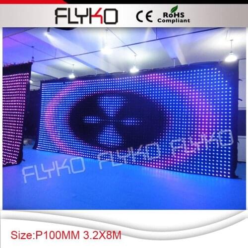 Flykostage 3.2m high 8m wide P10CM display picture curtain high brightness led video screen