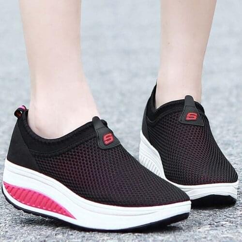 VTOTA Womens Walking Shoes Casual Sport Height Increasing Summer Breathable Wedges Sneakers Platform Shoes Woman Tenis Feminino