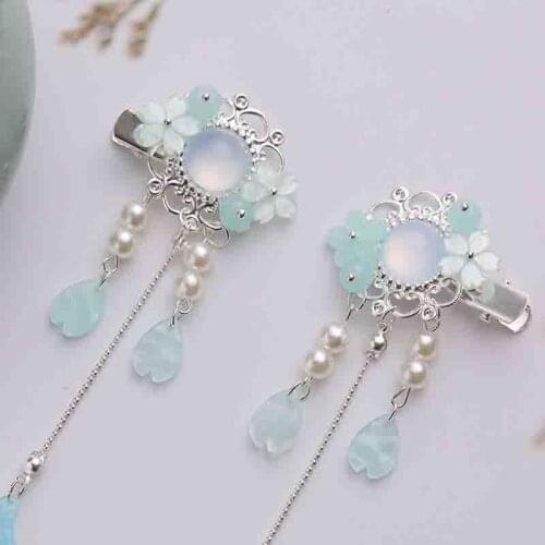 New Ancient Style Tassel Hanfu Headwear Wedding Bridal Hair Accessories Flower Mermaid Tassel Hair Clip ML