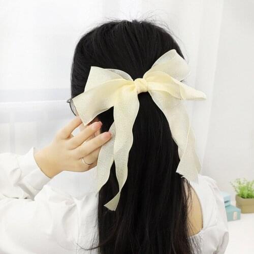 2021 Korean Cute Daisy Hairpin Super Fairy Net Yarn Ribbon Hairpin Girls Fashion Bowsknot Hair Clip Hair Accessories