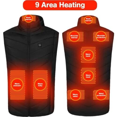 Heated Vest 2/8/9/11 Areas Heating Jacket Winter Usb Rechargeable Heater Hunting Vest Chaqueta TéRmica Heating Vest for Outdoor