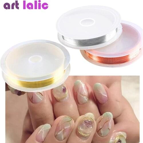 1 Roll Plating Copper Wire Nail Art Decoration Charm Line DIY Design Gold Silver Bronze 3D Tips Jewelry Manicure Nails Decor