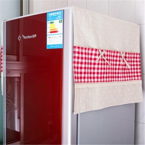 1Pcs Fasion Cartoon Refrigerator Cotton and linen Dust Cover Rural Cloth Art Dust cover Multicolor optional Dust cloth cover