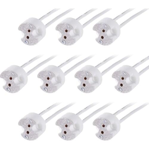 10Pcs/Lot MR16 Lamp Base MR11 GU5.3 G4 Lamp Holder Ceramic Connector Socket with Cable for LED Halogen Bulb Light