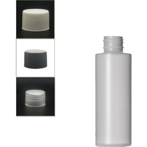 120ml empty plastic soft bottle , natural-colored HDPE cylinder round with black/white/transparent ribbed Screw Lids X5