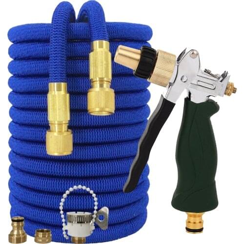 17ft-100ft Garden Hose Pipe Retractable Double Latex Tube High Pressure Washer Water Gun Car Wash Hose Set For Garden Watering