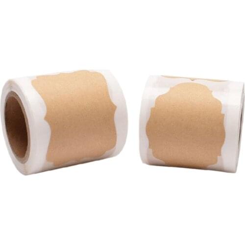 2 Rolls Kraft Sticker Gift Tags Blank Kraft Sticker Paper Labels Roll Gift Tags for Holiday Glass Essential Oil Bottle Retail