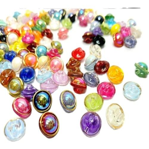 HL Mix Colors Random 12MM 20/40/80pcs Acrylic Buttons Shank Apparel Sewing Accessories DIY Crafts