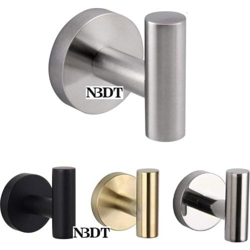 4Pcs 304 Stainless Steel Coat Hat Towel Scarf Robe Single Hook Wall Mount Hotel Bath Gold Black Brushed Shiny Polished