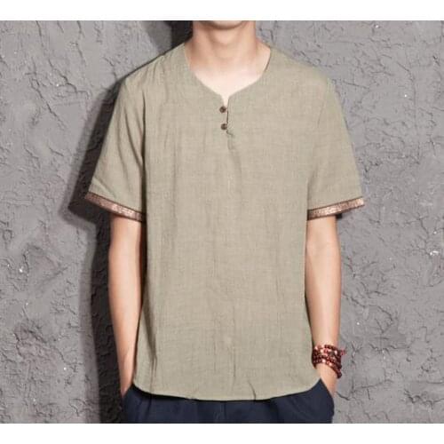 6colorSummer short-sleeve T-shirts shaolin monks suits male tang suit zen lay meditation uniforms martial arts shirts blue/gray