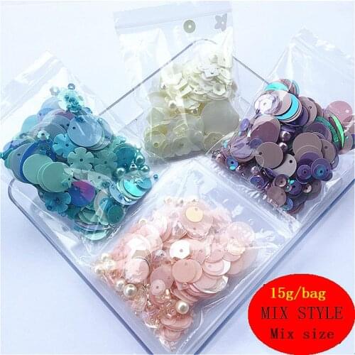 Beads 2mm+Pearl 6mm Sequin Flat Round PVC Shaped Loose Sequins for Crafts Paillette Sewing Decoration DIY Accessory Lentejuelas