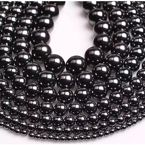 Natural Stone Beads Fashion Black HematiteLoose Bead 4/6/8/10mm for DIY Jewelry Making Bracelet Necklace Gift