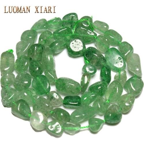 Wholesale Gravel Shape Natural Green Strawberry Quartz Stone 5-8 mm Beads For Jewelry Making DIY Bracelet Necklace 15'' 50PCS