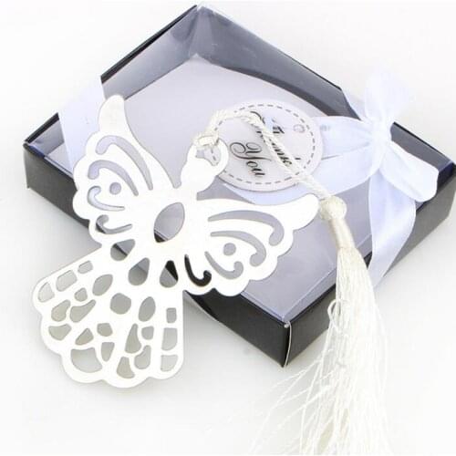 Angel Cross Design metal bookmarks White Silk Tassel wedding favor baby shower gift birthday party favors