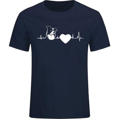 Summer Cotton Border Collie Gut Black DOG Men T-Shirt Adults Hop Loose Size Print Round Collar Clothes Short Sleeve