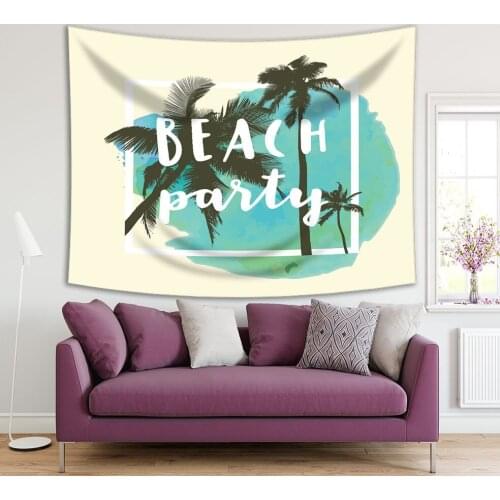 Tapestry Palm Trees on Bright Color Background Summer Beach Modern Watercolor Style Artwork Print