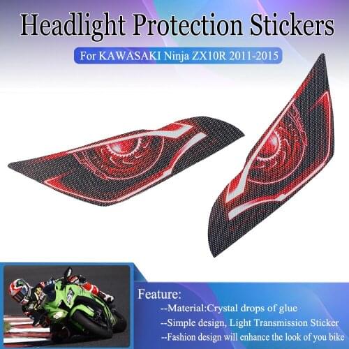 Head light Protection Stickers For Kawasaki Ninja ZX-10R ZX10R ZX 10R 2011-2015 Motorcycle 3D Front Fairing Headlight Stickers
