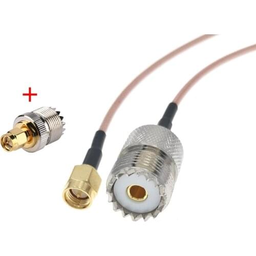 SMA Male To UHF SO-239 Female Cable + SMA Male To UHF Female SO239 Adapter 2 Kits (Pigtail Cable 20CM + Adapter) For Baofeng