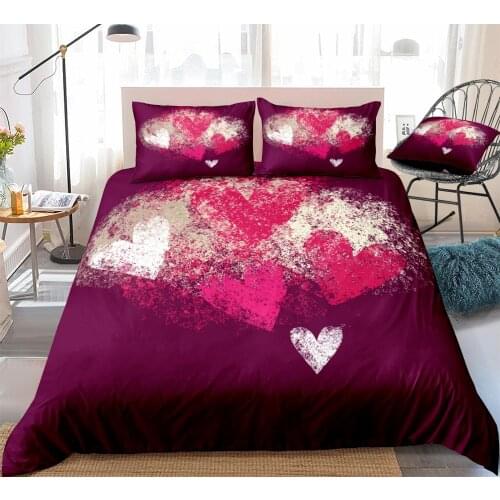 Love Bedding Set Hot Red Duvet Cover Set Love Heart Quilt Cover 3pcs Girls Women Bedclothes Home Textiles Microfiber Bed Linen