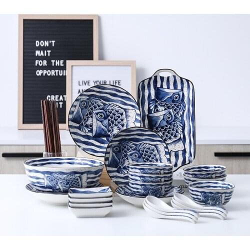 Dishes Set Japanese-style Household 2 People Rice Bowls Couple Tableware Set Tableware Ceramic Bowls and Plates Tableware Set