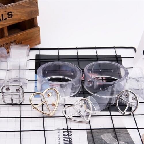 New Transparent Cummerbunds Invisible waistband Geometric Heart Belt buckle Clear Waist Belt Metal Buckle Belts for Jeans women