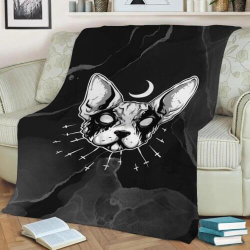 Black Metal Cat Flannel Throw Blanket 3D Printed Keep Warm Sofa Child Blanket Home Decor Textiles Dream Family Gift