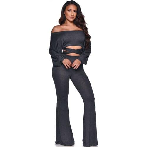 Autumn New Long Sleeved Lace Up Temperament Suit Solid Color Fashion Elegant Two Piece Set Women Short Top And Pants Outfits