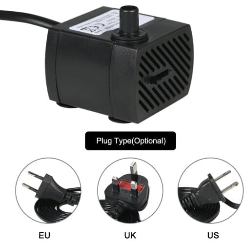 280L/H 4W Submersible Water Pump for Aquarium Tabletop Fountains Pond Water Gardens Hydroponic Nozzle 1.5m Power Cord AC110V