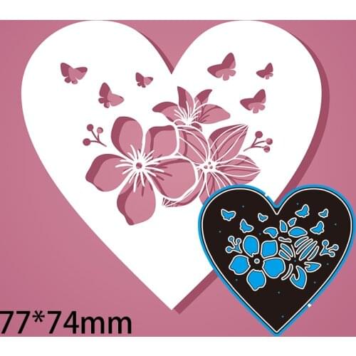 Cutting Dies Heart Flower Butterfly Stencil Craft for Scrapbook Stamps Dies Embossing Paper Gift Card 77*74mm
