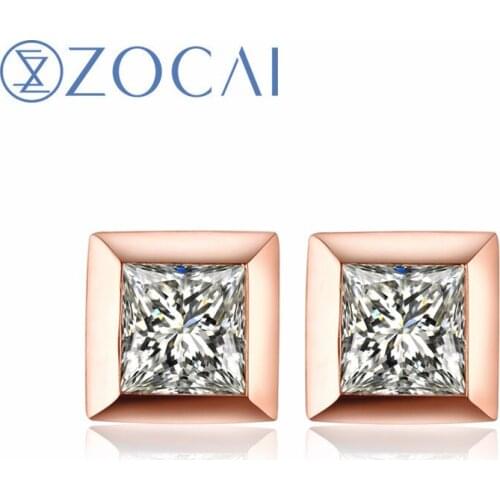 ZOCAI Brand Earrings Real Natural 0.14 CT Certificated Diamond 18K Rose Gold (AU750) Party Gift Earrings E80062T