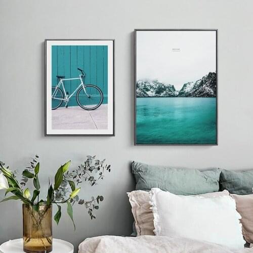 Nordic Decoration Blue ocean waves beach Wall art canvas painting Landscape Wall Pictures for Living Room Posters morden print