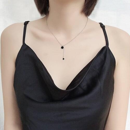 Modern Jewelry black Enamel Pendant Necklace 2021 New Design Silvery Plating Chain Necklace For Girl Lady Gifts