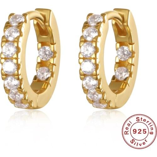 DORIN 100% Real 925 Sterling Silver Crystal Circle Zircon Earring For Women Making Jewelry Gift Wedding Party Engagement