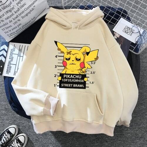 Pokemon Women Hoodies Anime Kawaii Bad Pikachu Cartoon Casual Clothes Warm Femme Teens Spring Autumn Pullovers Hooded Sweatshirt