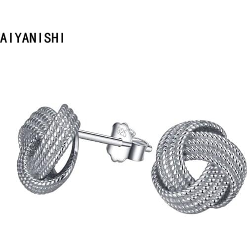 AIYANISHI Vintage 925 Sterling Silver Stud Earrings Twisted Hallow Silver Stud Earrings for Women Wedding Engagement Party Gifts