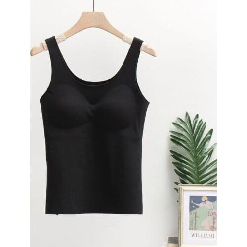 Women 2021 Autumn Winter New Fashion Solid Color Bottoming Tops Female Slim Underwear Vest Tops Ladies Thick Warm Vest Tops D512