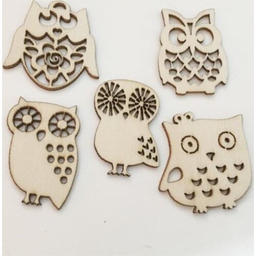 10 Pcs Wooden Embellishment Hollow Cutout Owl Shapes Crafts for Card Making Scrapbooking DIY Wood Art Wedding Decorations