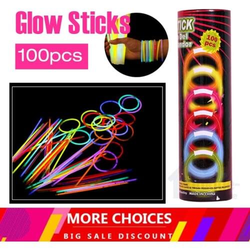 100Pcs Wedding Party Light Stick Birthday Concert Gummy Silicone Diy Rubber Colorful Light Stick Colorful Glow
