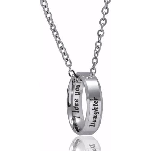 12PC/Lot Stainless Steel Pendant I Love You Daughter Necklaces Chain Jewelry For Family Women Girl Birthday Party Gift Collar