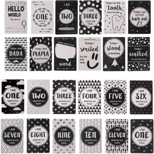 12 Pcs Month Card Baby Monthly Newborn Funny Photography Photo Cards Stickers P31B