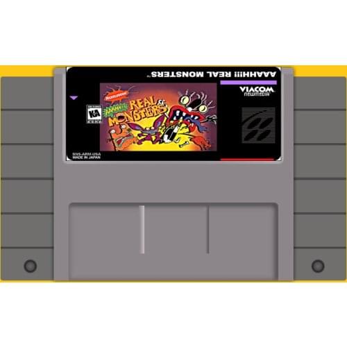 Ahhh realmonsters 46 Pin 16 Bit Grey Game Card For USA NTSC Game Player