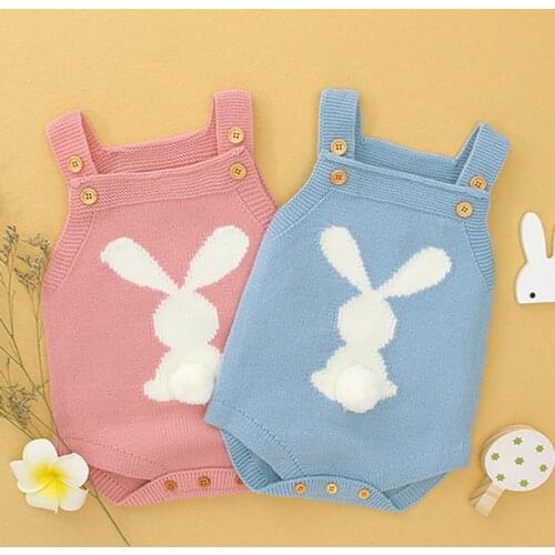 2020 Newborn Baby Boy Girl Clothes Baby Knit Clothes Autumn Baby Boy Girls Rompers Cotton Infant Cute Cartoon Rabbit Baby Romper