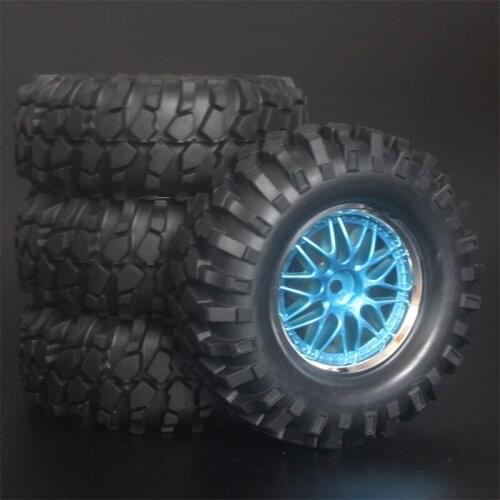 4x 1.9Inch 96mm Rubber Tires Plating Wheel Rims For D90 D110 SCX10 CC01 RC Rock Crawler Truck Climbing Off-Road Car