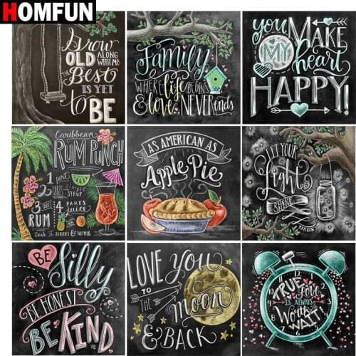 HOMFUN Full Square/Round Drill 5D DIY Diamond Painting "Text landscape" 3D Embroidery Cross Stitch 5D Decor Gift