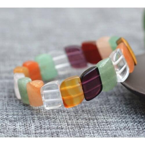 Natural Colorful Jades Stone Bracelets Carved Leaf Shape Bracelets Gift for Women Girl Jades Stone Jewelry