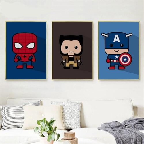 Baby Room Cartoon Mural Decor Anime Avengers Poster Marvel Superhero Canvas Painting Wall Art Picture Kids Bedroom Home Decor