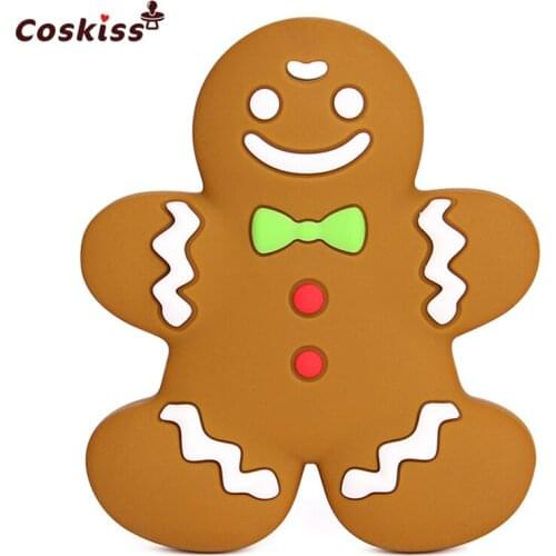 Baby Teething Chew Toys BPA Free Safe Silicone Villain Teether 5pcs Gingerbread Man Silicone Pendants DIY Crafts Baby Teether