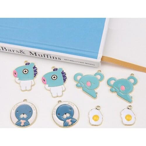 Diy jewelry earrings/necklace pendants accessory 40pcs/lot animals hippo/koala shape alloy drop oil Charms