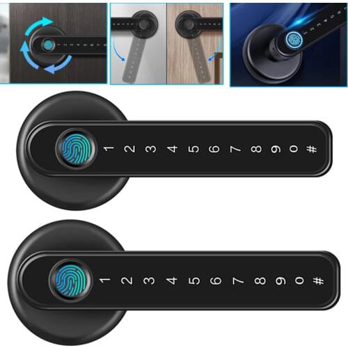 Smart Fingerprint Door Lock Smart Keyless Entry Biometric Keypad Password Lever Handle Lock With Bluetooth App For ios Android